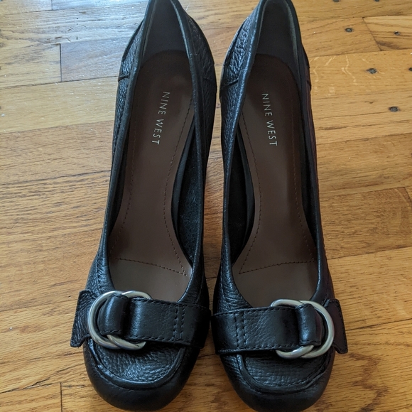 Nine West Leather & Buckle Chunky Heels - Picture 4 of 8